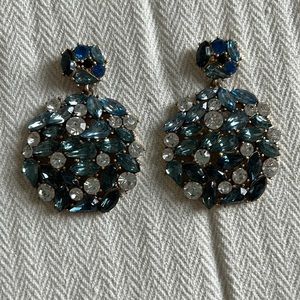 Rhinestone statement earrings. Beautiful shades of blue. Never worn.